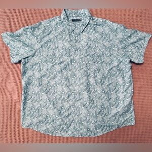 Men’s Green Blue Tropical Print Roundtree & Yorke 3XB Cool/Dry Shirt.